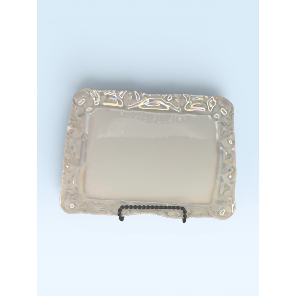 Victoria Lusterware Porcelain Tray Austria Scalloped Edge Antique White